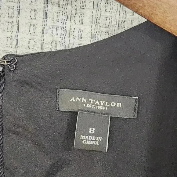 Ann Taylor Cap Sleeve Midi Dress 8 Black Ruffle Details work career - Picture 4 of 9